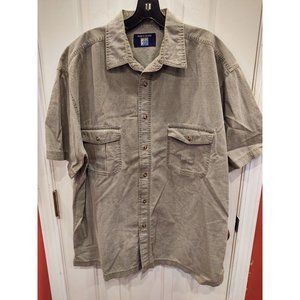 Vintage World Island Mens Shirt L Outdoors Short Sleeve Ripstock Olive Green 90s